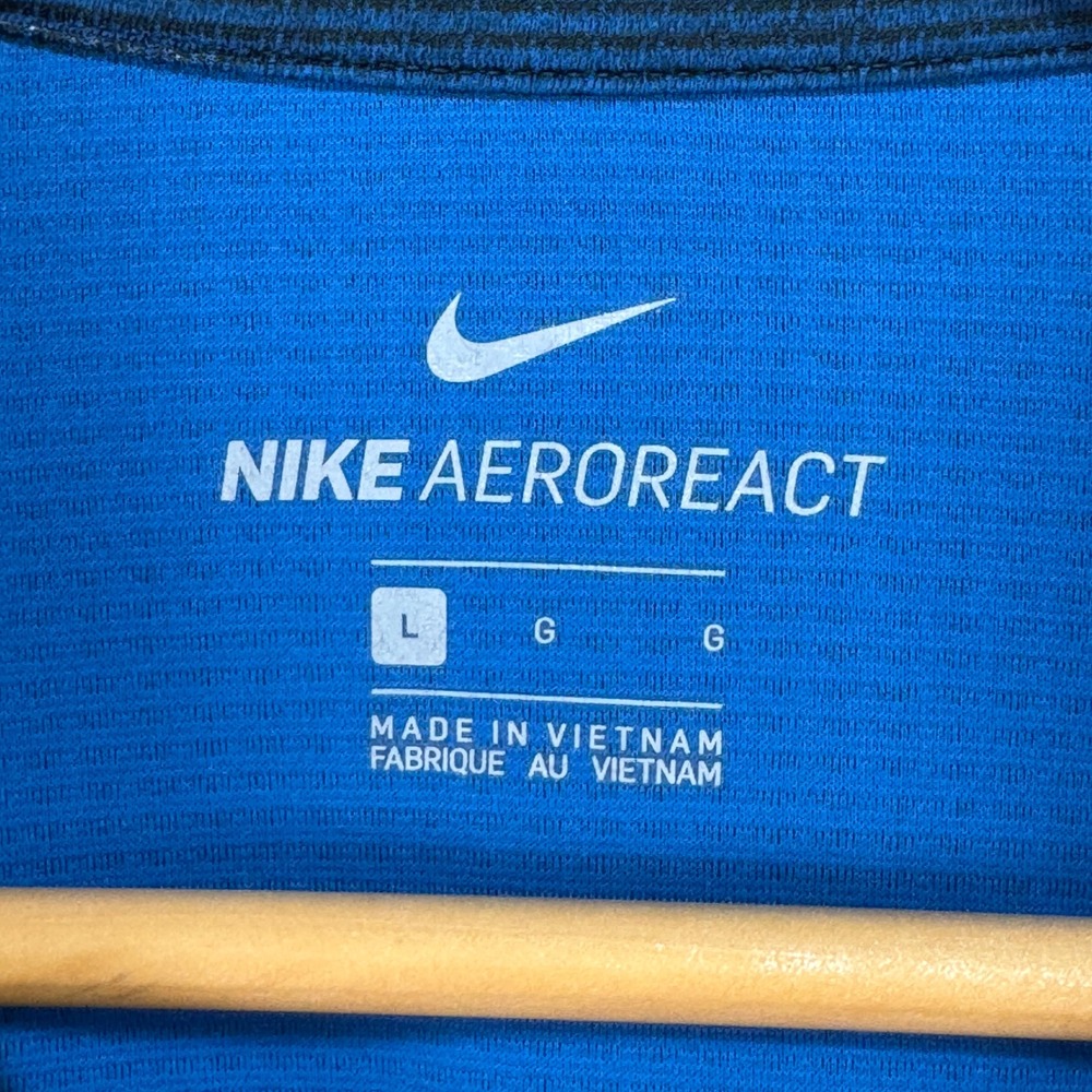 Nike AeroReact Golf Polo‎ Shirt Men Large Blue Black Striped Athletic Stretch - Picture 4 of 12